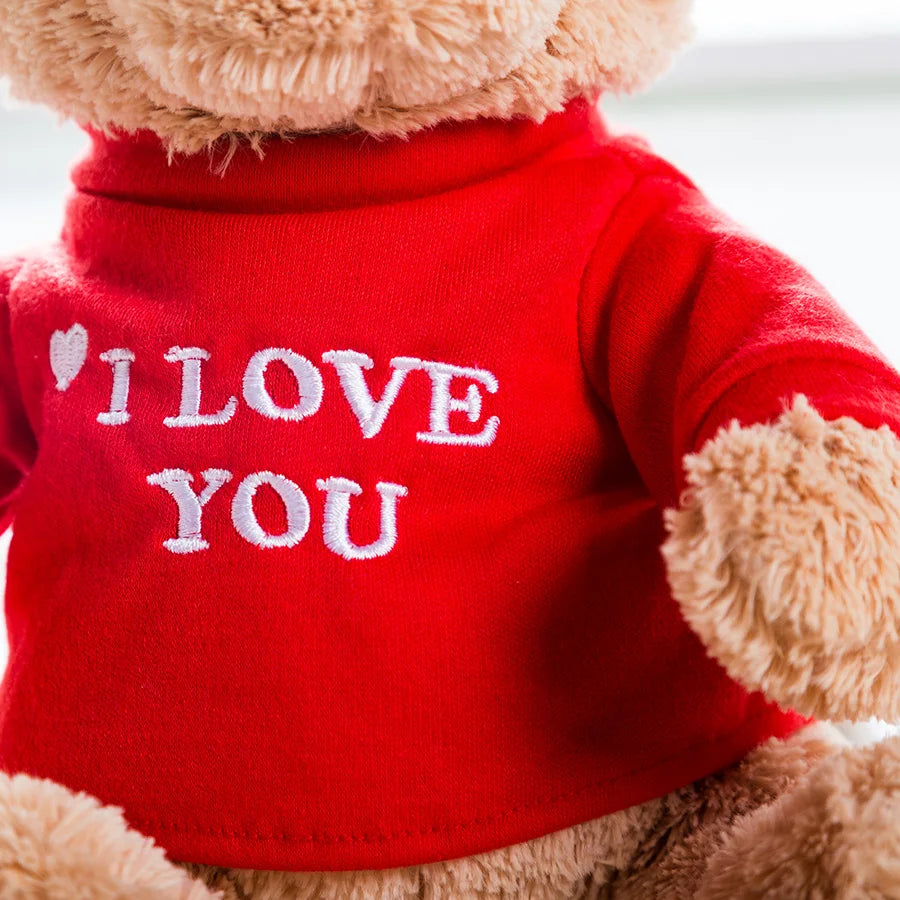 Message Bear Stuffed Animals Plush Toy I Love You Teddy Bear with Removable T-Shirt Gift for Kids, 11"