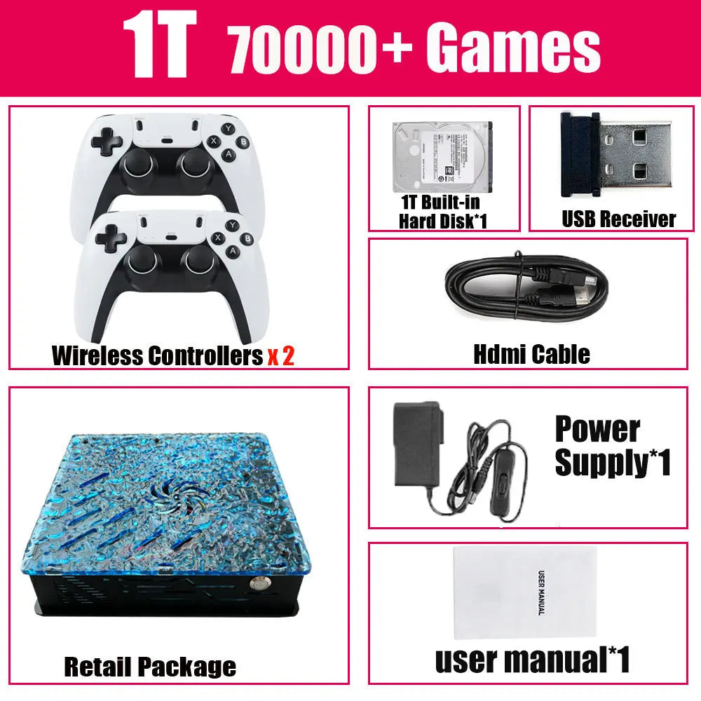 2025 New Retro Video Game Console X10 with 70000 Games 60 Emulators For PS2/N64/GAMECUBE/XBOX with Gamepad Kid Gift Game Box