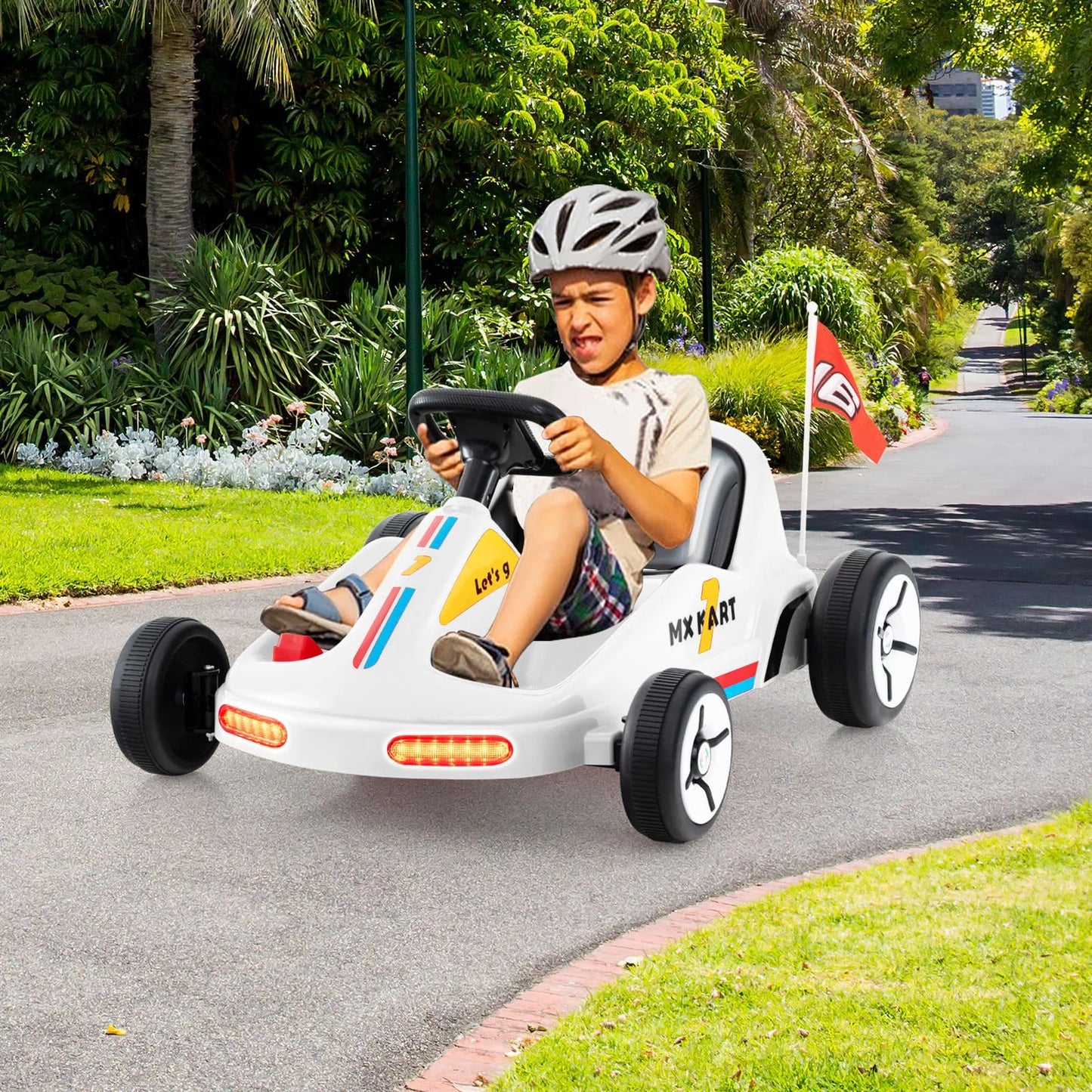 DORTALA Kids Electric Go Kart 12V Ride on Car with Remote & 3 Speeds-White