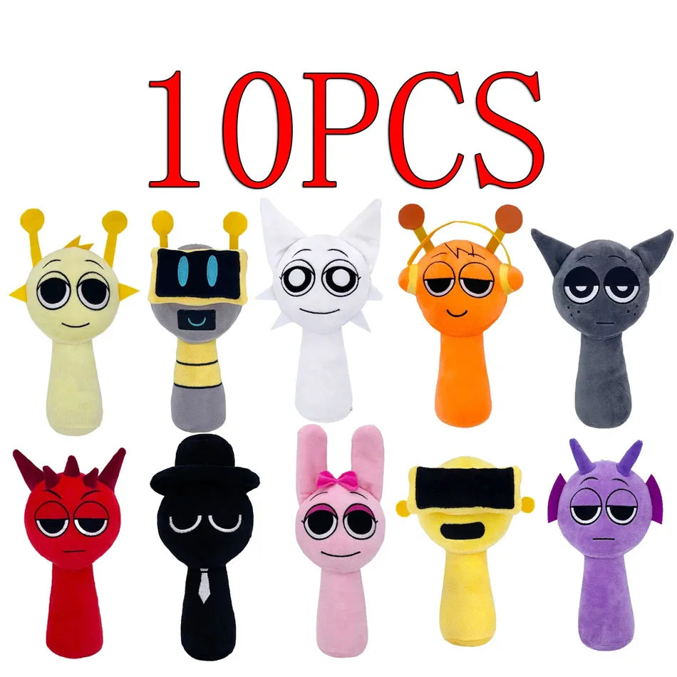 2025 10PCS Sprunki Plush Stuffed Dolls .Game Toys Cartoon Cute Soft Stuffed Incredibox Pillow Toy Kids Birthday Christmas Gifts