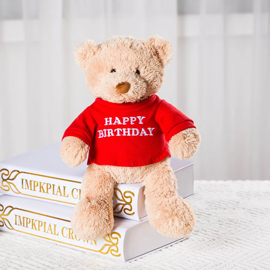 Message Bear Stuffed Animals Plush Toy I Love You Teddy Bear with Removable T-Shirt Gift for Kids, 11"