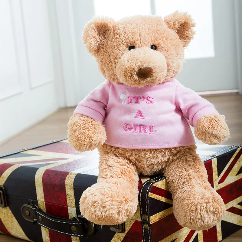 Message Bear Stuffed Animals Plush Toy I Love You Teddy Bear with Removable T-Shirt Gift for Kids, 11"