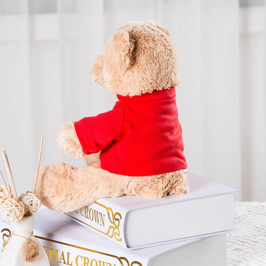 Message Bear Stuffed Animals Plush Toy I Love You Teddy Bear with Removable T-Shirt Gift for Kids, 11"