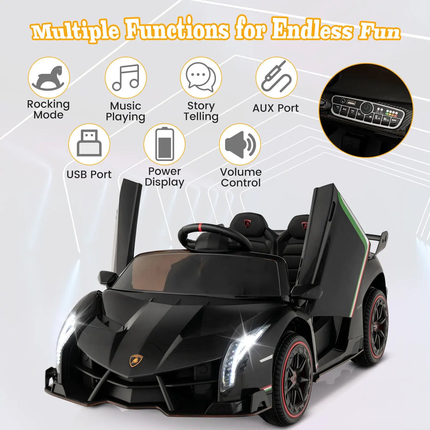 DORTALA Kids Ride-on Sports Car Children 12V Battery Electric Vehicle Toy 2 Seater