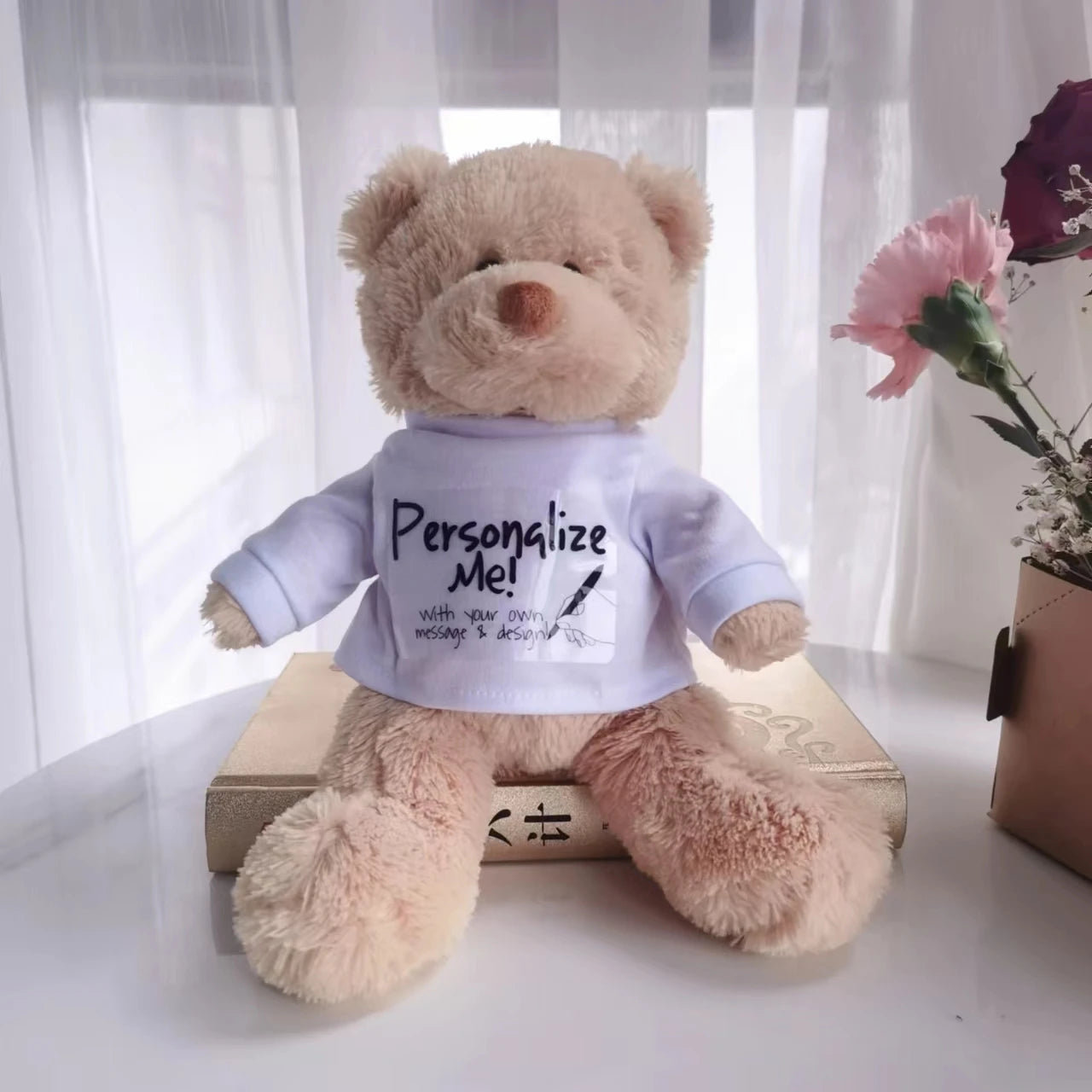 Message Bear Stuffed Animals Plush Toy I Love You Teddy Bear with Removable T-Shirt Gift for Kids, 11"