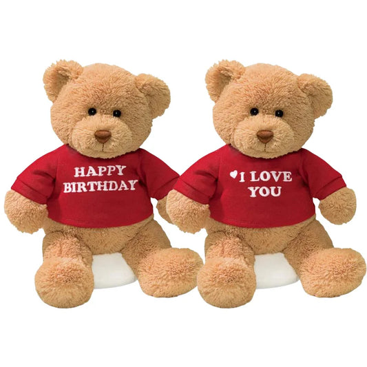 Message Bear Stuffed Animals Plush Toy I Love You Teddy Bear with Removable T-Shirt Gift for Kids, 11"