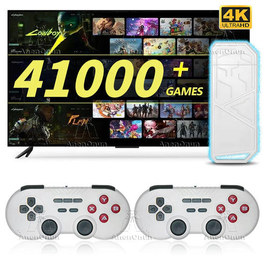 Newest 41000+ Games 4K Video Game Console Emuelec 9 Emulator Family Entertainment Retro Arcade TV Game Stick with 2 Controllers