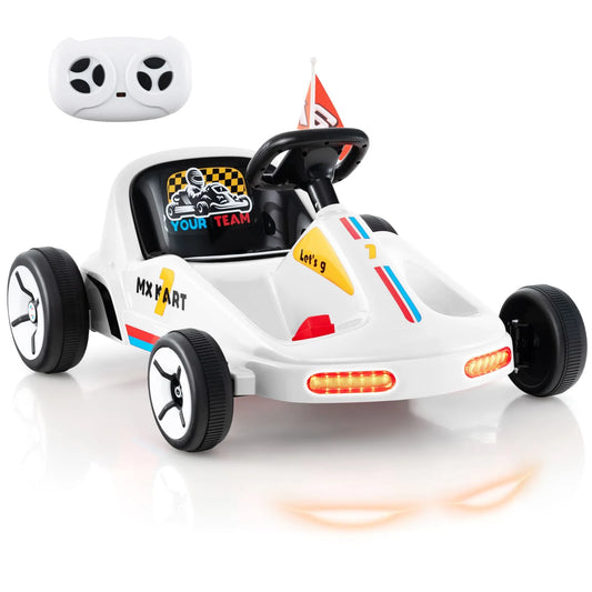 DORTALA Kids Electric Go Kart 12V Ride on Car with Remote & 3 Speeds-White