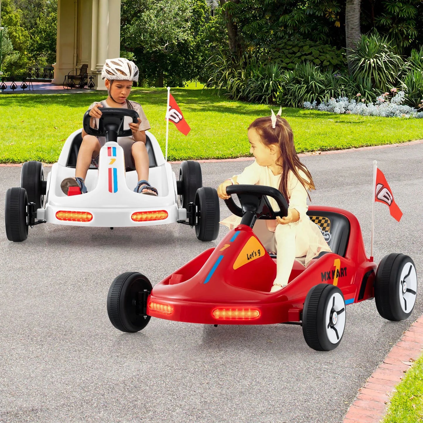 DORTALA Kids Electric Go Kart 12V Ride on Car with Remote & 3 Speeds-White