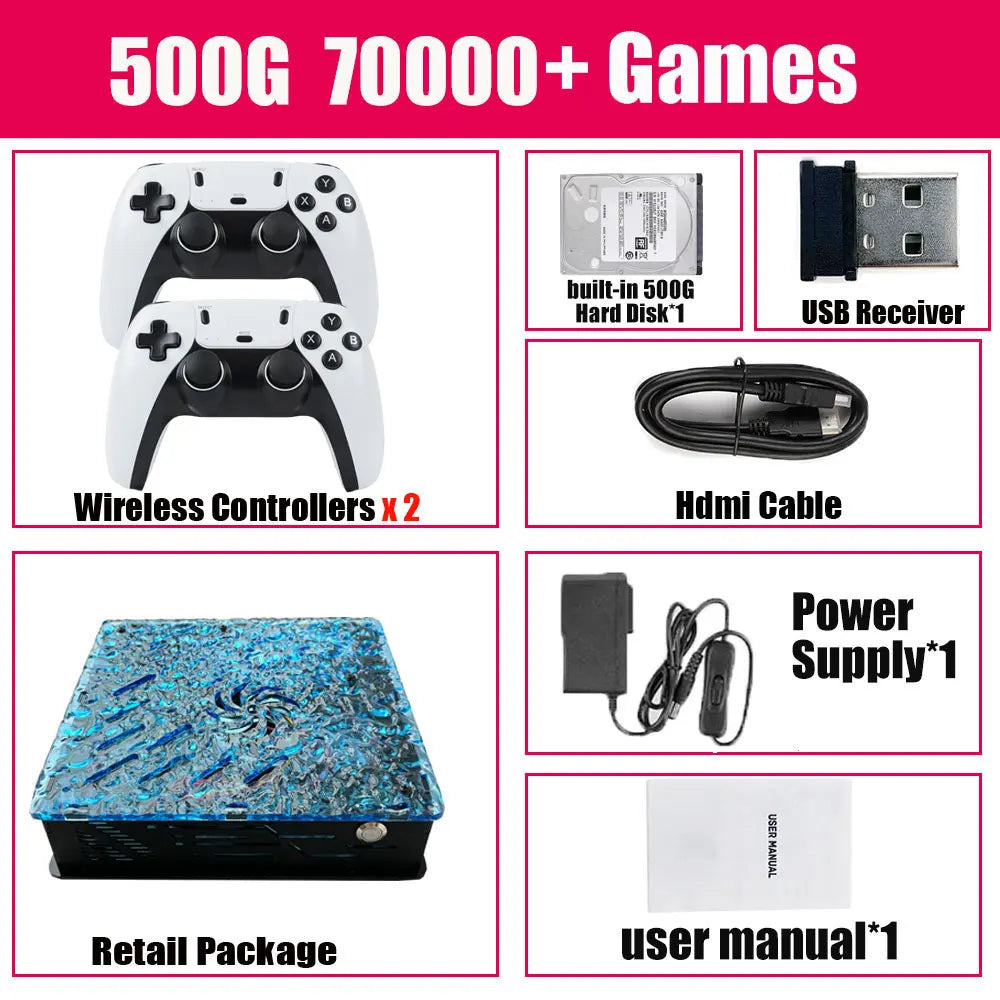 2025 New Retro Video Game Console X10 with 70000 Games 60 Emulators For PS2/N64/GAMECUBE/XBOX with Gamepad Kid Gift Game Box