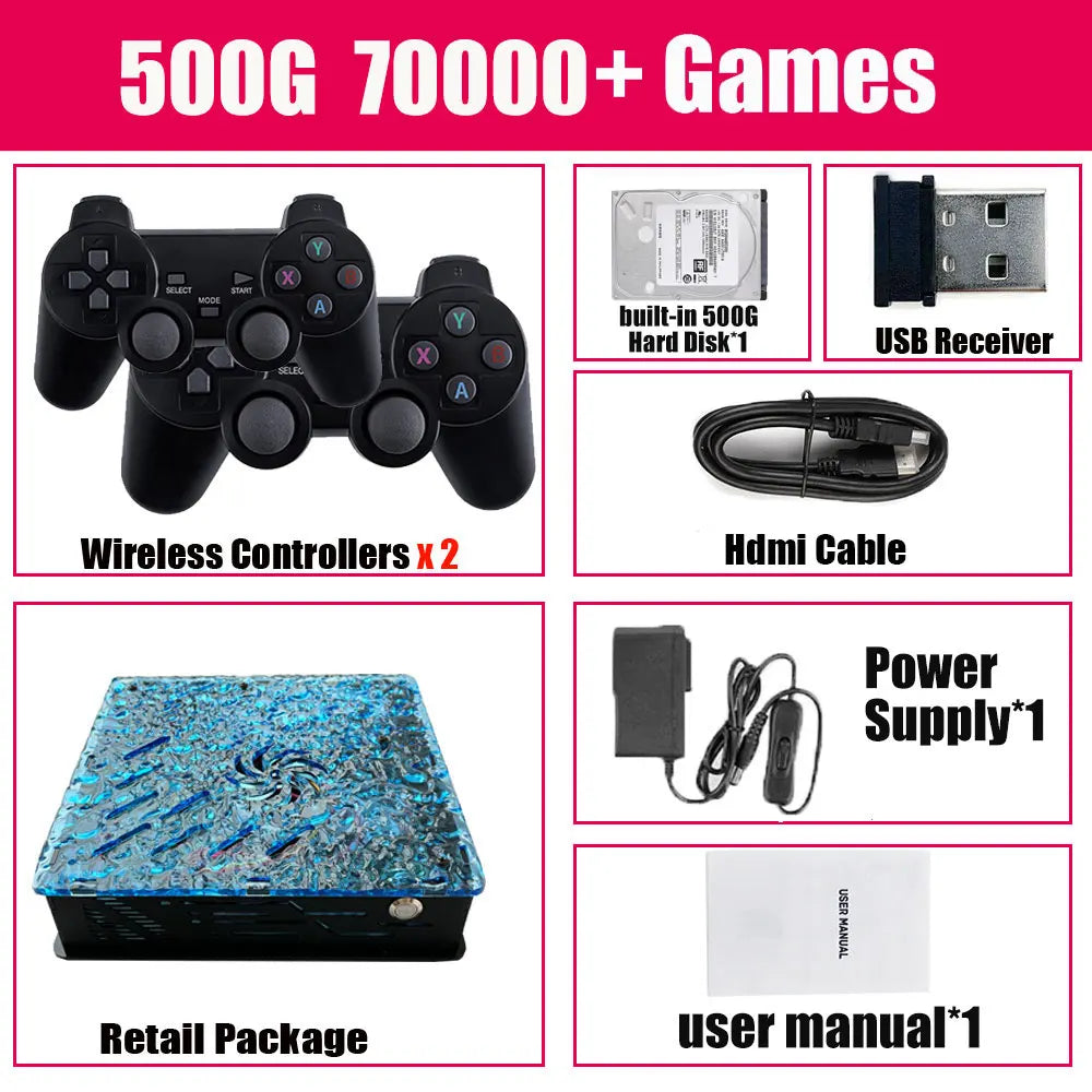2025 New Retro Video Game Console X10 with 70000 Games 60 Emulators For PS2/N64/GAMECUBE/XBOX with Gamepad Kid Gift Game Box
